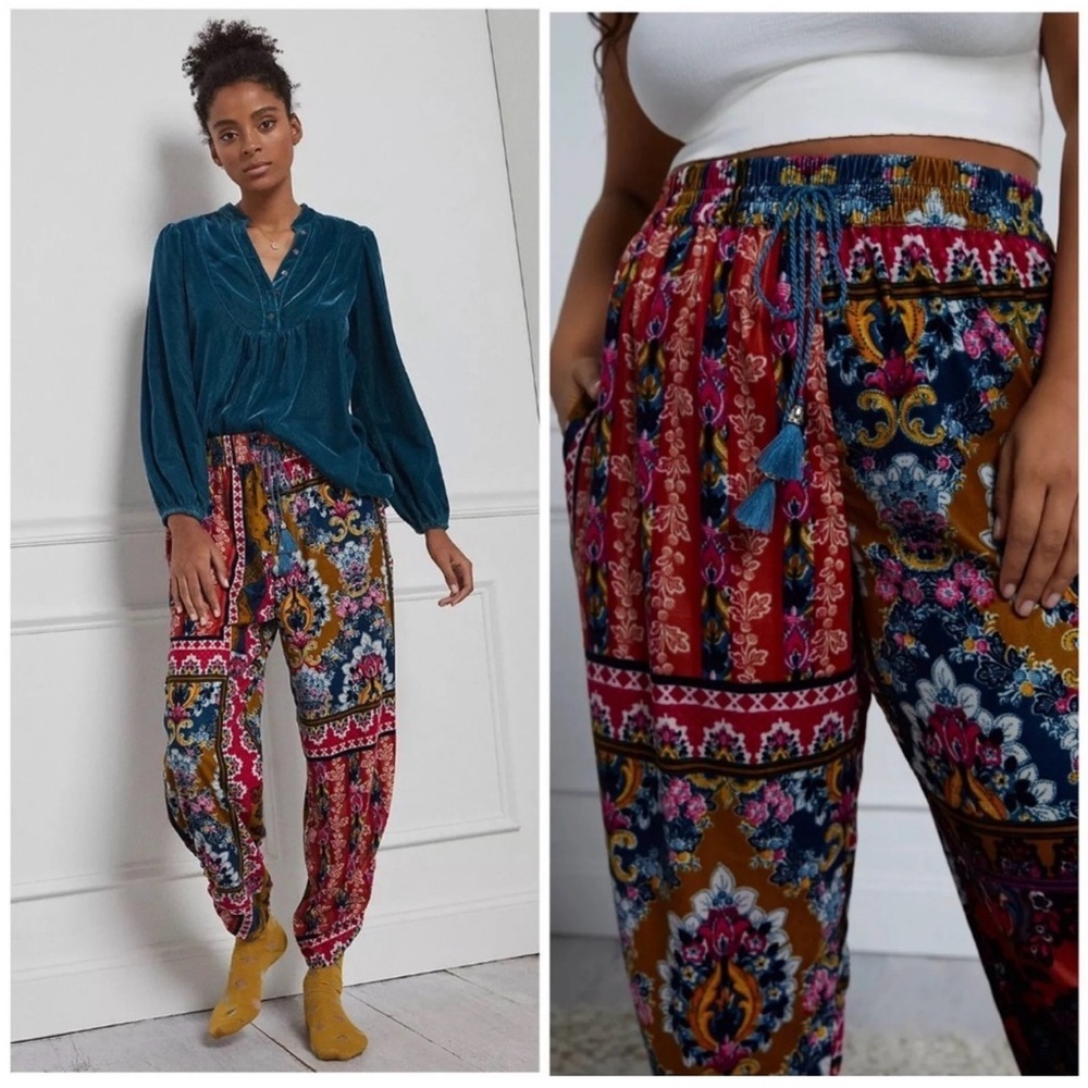 Anthropologie Multicolor Floral Boho Jogger Pants